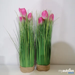 Auktion Kunst Tulpe rosa mit Gras 