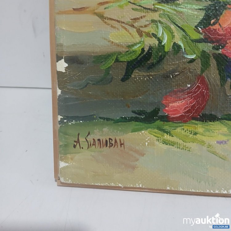 Artikel Nr. 463997: A. Siambah Gemälde Blumenstrauß in Vase mit Rahmen