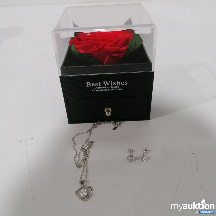 Artikel Nr. 915997: Rosenschmuckbox mit Kette & Ohrringe 
