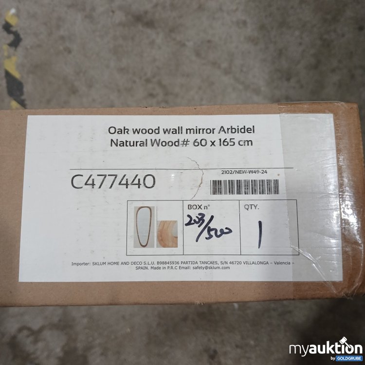 Artikel Nr. 888998: Sklum Oak Wood Wall Mirror Arbidel Natural Wood 60x165cm C477440 